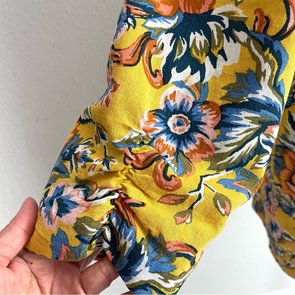 BP. Women Floral Yellow Linen Blend Blazer Sz. M - Picture 7 of 9